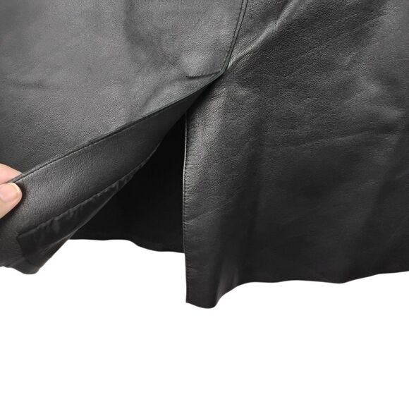 Eccoci‎ Black Vintage Leather Zip Front Skirt with Raw Hem - Size 8 - Picture 9 of 10